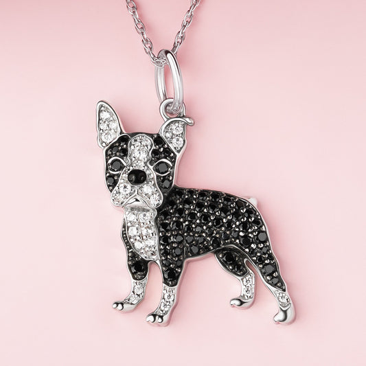 Collar + Colgante de Boston Terrier | Plata de Ley 925