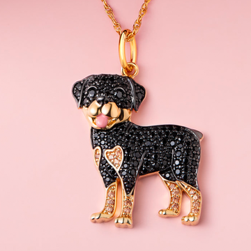 Collar + Colgante de Rottweiler | Chapado en Oro de 18K