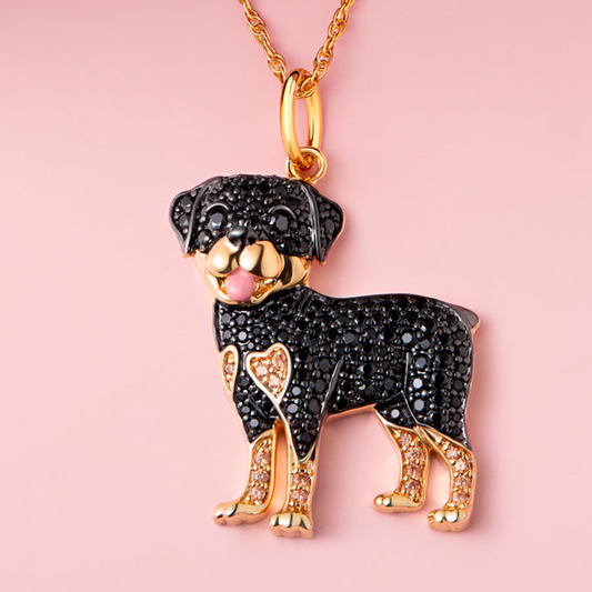 Collar + Colgante de Rottweiler | Chapado en Oro de 18K