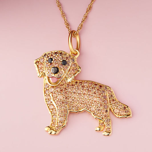 Collar + Colgante de Golden Retriever | Chapado en Oro de 18K